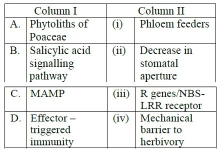Plant Physiology CSIR NET Questions