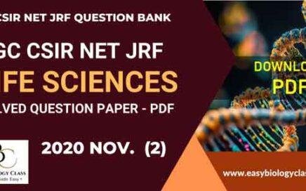 UGC NET Life Scienes Solved Paper (2020 Nov. Shift-2)