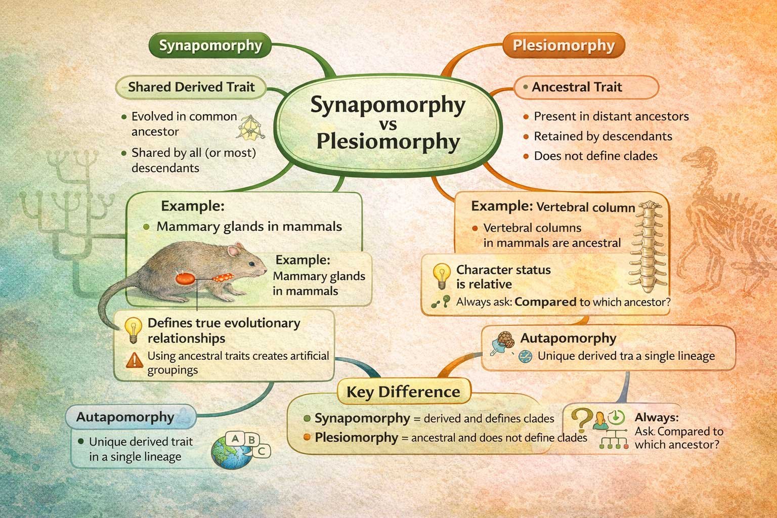 what is apomorphy and plesiomorphy
