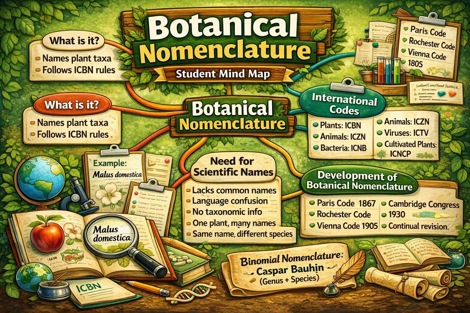 mind map of botanical nomenclature